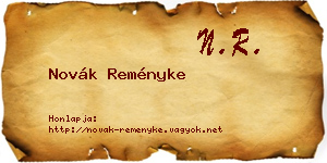 Novák Reményke névjegykártya